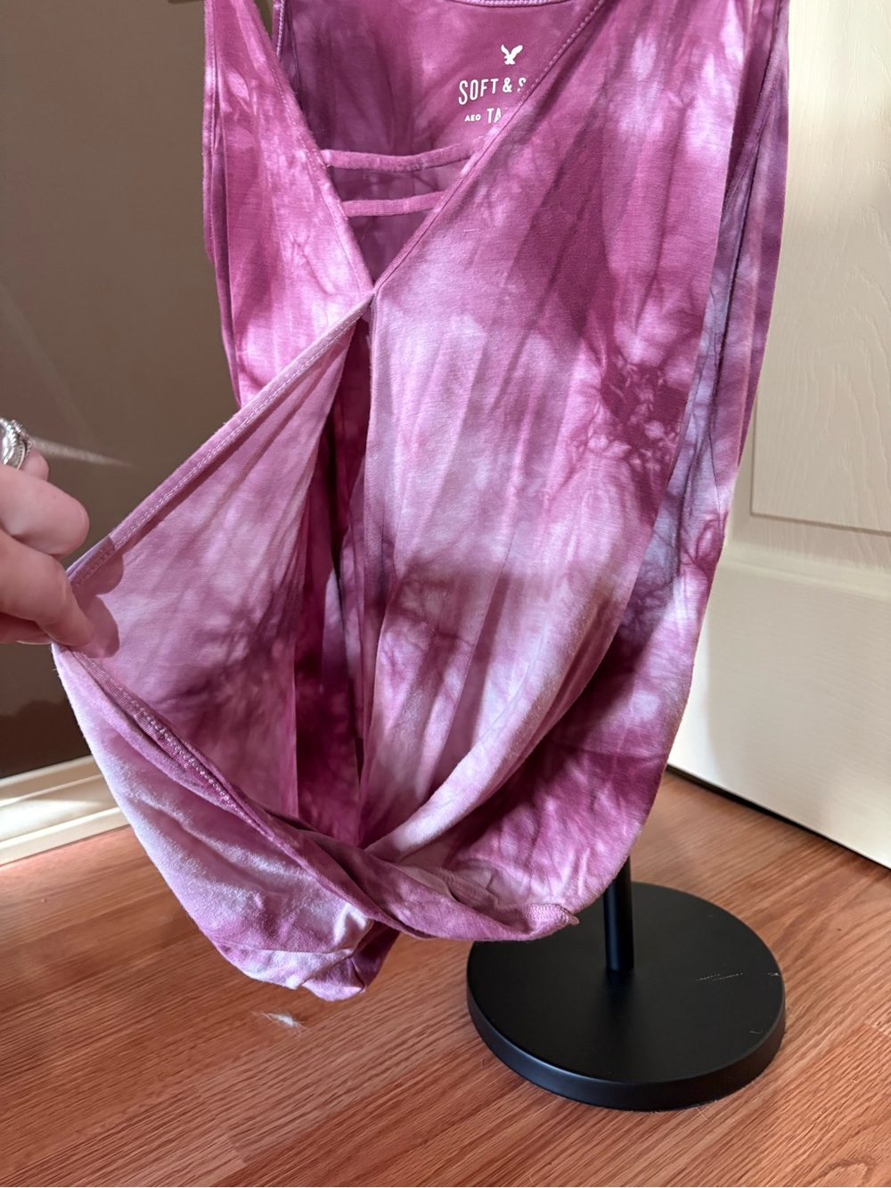 American Eagle Outfitters Pink Tie-Dye Cami with Double Straps - Picture 4 of 7